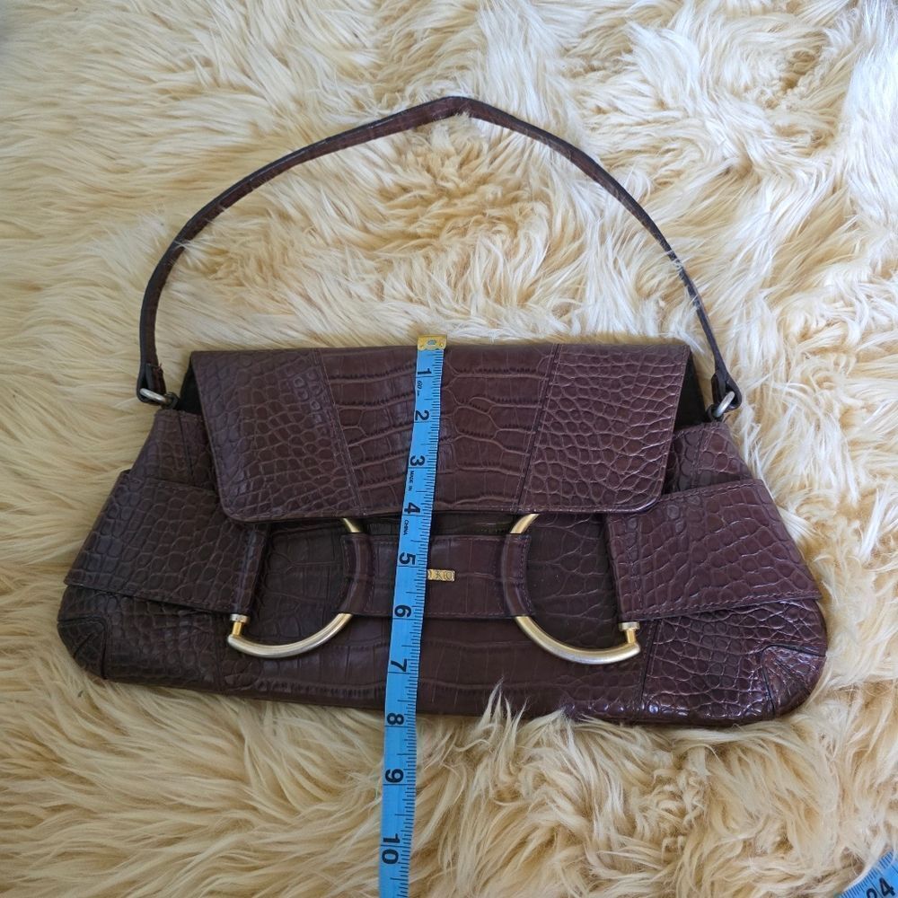 Vintage Y2K XOXO Brown Snake Print Gold Hardware Baguette Bag - Picture 7 of 9